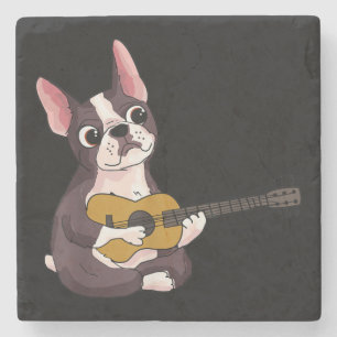 French Bulldog Playing Guitar Guitarist Frenchie Stone Coaster