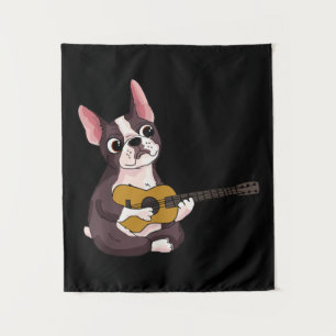 French Bulldog Playing Guitar Guitarist Frenchie Tapestry