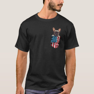 French Bulldog Pocket 4th of July American Flag Pa T-Shirt