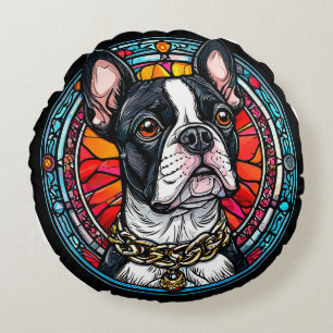 🐶 French Bulldog Portrait Gift For Dog Lover 🎁 Round Cushion
