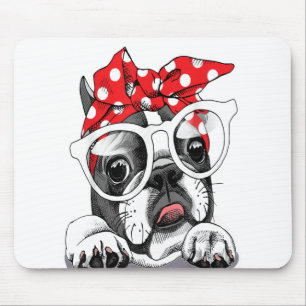 French Bulldog Portrait In A Headband Mouse Pad