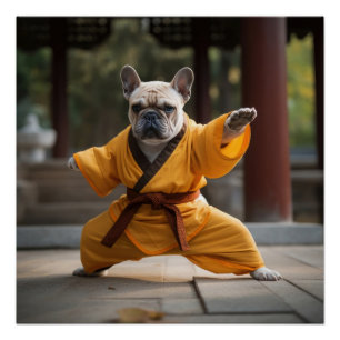 French Bulldog, Poster, Shaolin, Kung Fu, Martial Poster