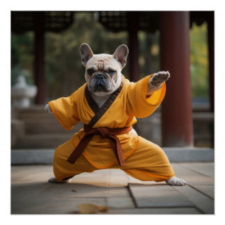 French Bulldog, Poster, Shaolin, Kung Fu, Martial Poster