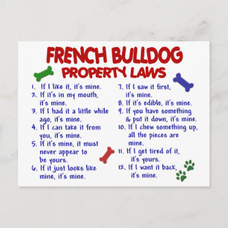 FRENCH BULLDOG Property Laws 2 Postcard