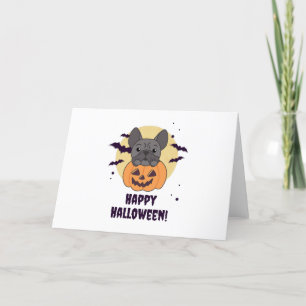 French Bulldog Pumpkin Sweet Dogs Happy Halloween Holiday Card