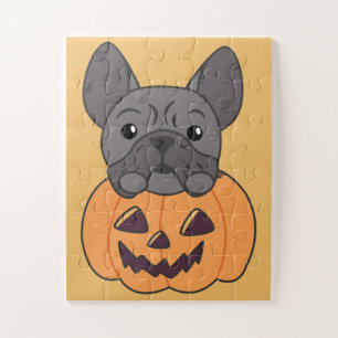 French Bulldog Pumpkin Sweet Dogs Happy Halloween Jigsaw Puzzle