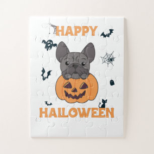 French Bulldog Pumpkin Sweet Dogs Happy Halloween Jigsaw Puzzle