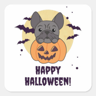 French Bulldog Pumpkin Sweet Dogs Happy Halloween  Square Sticker