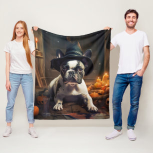 French Bulldog Pumpkins Halloween Scary Fleece Blanket