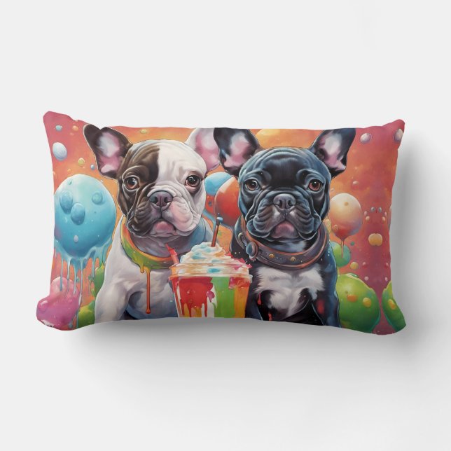 French Bulldog Puppies , Milkshake Lumbar Cushion (Front)