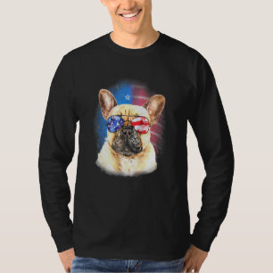 French Bulldog Puppy American Independence Day Fla T-Shirt
