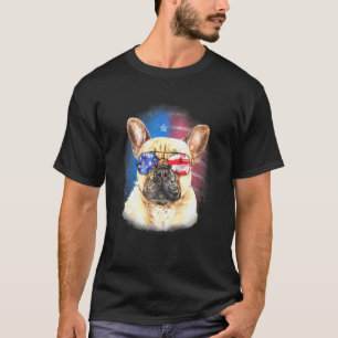 French Bulldog Puppy American Independence Day Fla T-Shirt