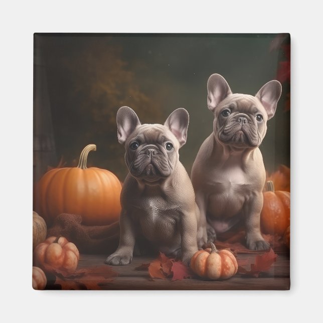 French Bulldog Puppy Autumn Delight Pumpkin Magnet (Front)