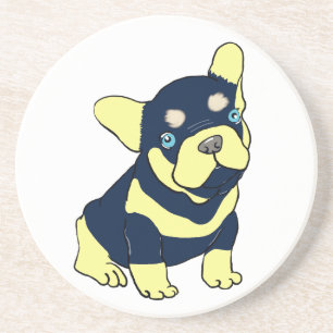 French Bulldog Puppy Cartoon Sandstone Coaster