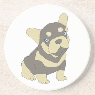 French Bulldog Puppy Cartoon Sandstone Coaster