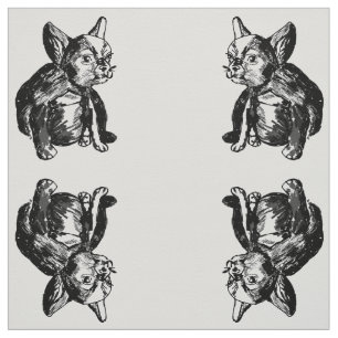 French Bulldog Puppy Custom Cotton Twill Fabric