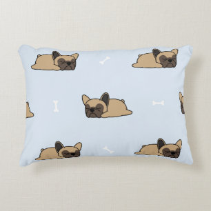 French bulldog puppy, cute sleeping pattern. decorative cushion