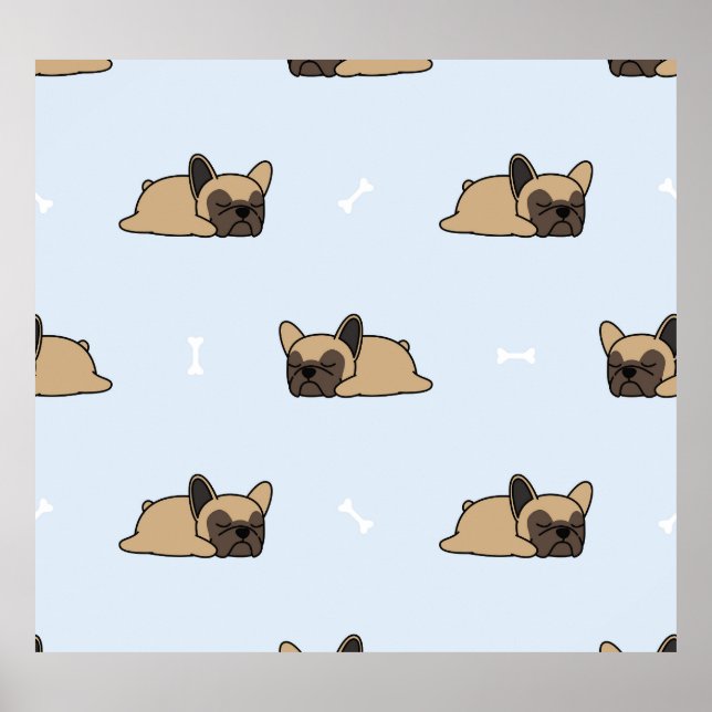 French bulldog puppy, cute sleeping pattern. poster (Front)