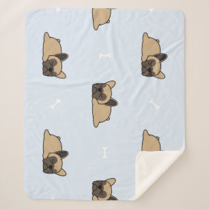 French bulldog puppy, cute sleeping pattern. sherpa blanket