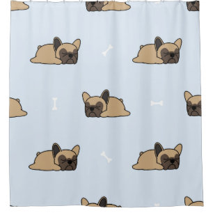 French bulldog puppy, cute sleeping pattern. shower curtain