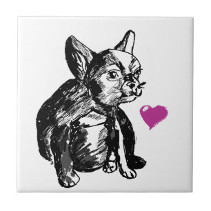 French Bulldog Puppy Drawing Ceramic Photo Tile