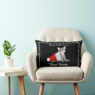 French Bulldog Puppy In Santa’s Hat Lumber Pillow