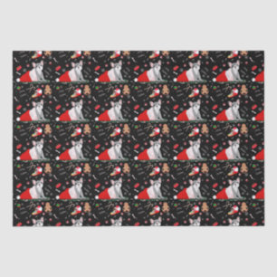 French Bulldog Puppy In Santa’s Hat Pattern  Tissue Paper