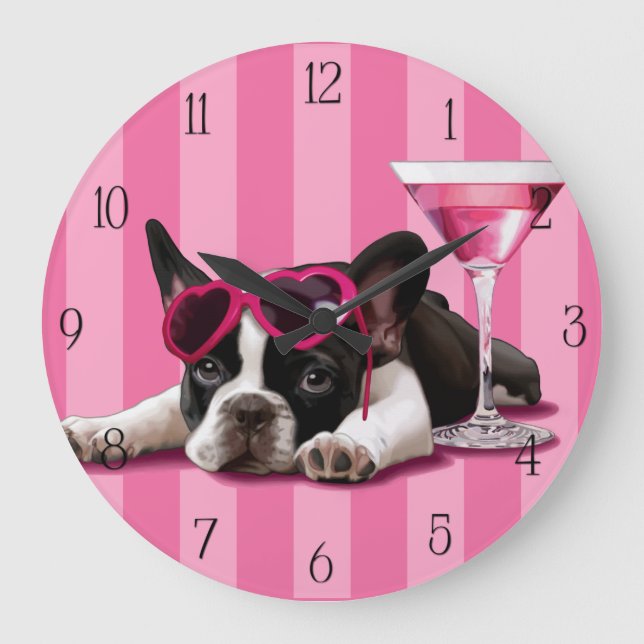 French Bulldog Puppy Large Clock (Front)