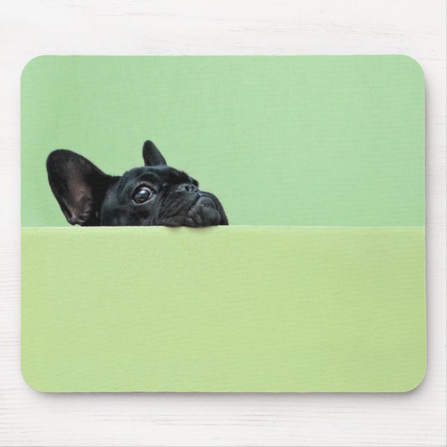 French Bulldog Puppy Peering Over Wall Mouse Pad (Front)