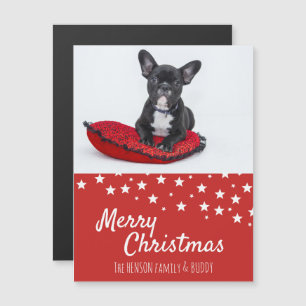 French Bulldog Puppy Photo Christmas Magnet Card