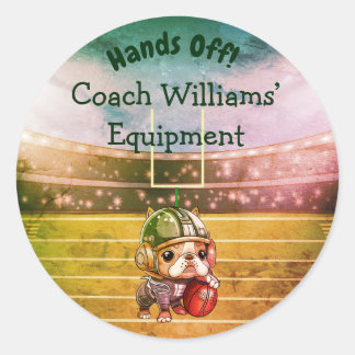 French bulldog quarterback Coach Belonging  Classic Round Sticker