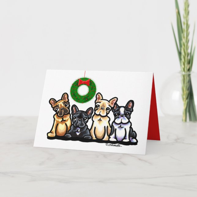 French Bulldog Quartet Christmas Holiday Card (Front)