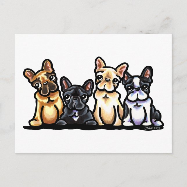 French Bulldog Quartet Postcard (Front)