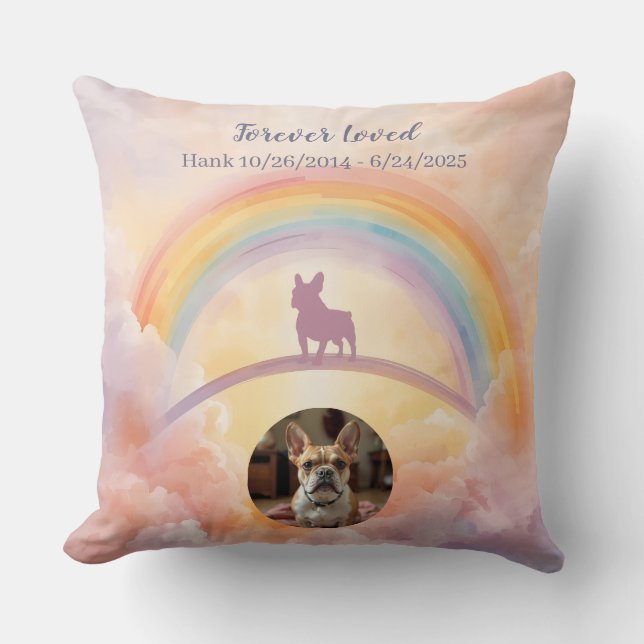 French Bulldog Rainbow Bridge Memorial Throw Cushion (Front)