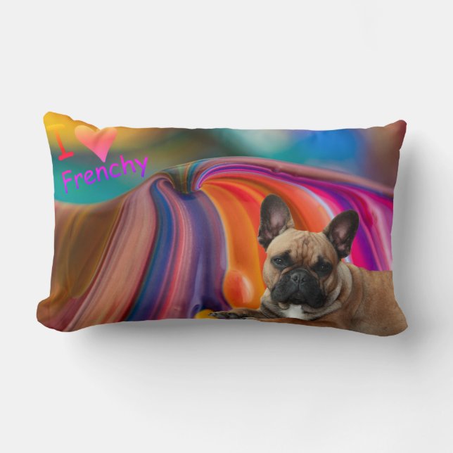 French Bulldog Rainbow French Bulldog Lumbar Cushion (Front)