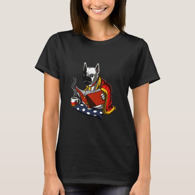 French Bulldog Reading Dog Boys Girls Kids T-Shirt (Front)