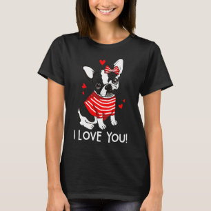 French Bulldog Red Bow Valentines Day T-Shirt