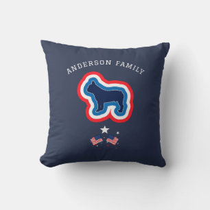 French Bulldog Red White And Blue 4th July Dog Cushion