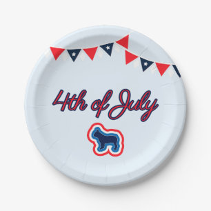 French Bulldog Red White And Blue 4th Of July Paper Plate