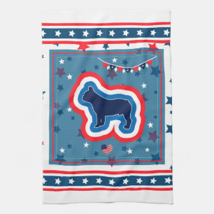French Bulldog Red White And Blue 4th Of July Tea Towel