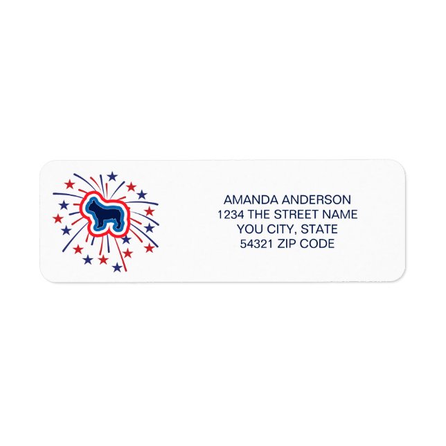 French Bulldog Red White Blue Return Address Label (Front)