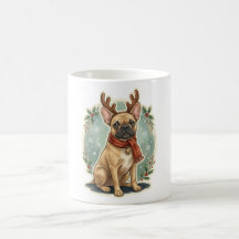 French Bulldog Reindeer Antlers Christmas Mug