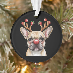 French Bulldog Reindeer Dog Lover Christmas Xmas Ornament