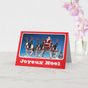 French Bulldog Reindeer Folded Greeting Card
