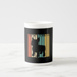 French Bulldog Retro 1970s Dog Silhouette Frenchie Bone China Mug