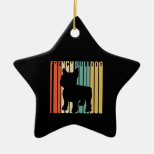 French Bulldog Retro 1970s Dog Silhouette Frenchie Ceramic Ornament
