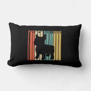 French Bulldog Retro 1970s Dog Silhouette Frenchie Lumbar Cushion