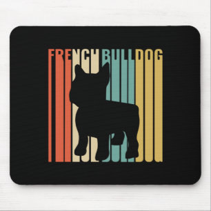 French Bulldog Retro 1970s Dog Silhouette Frenchie Mouse Pad