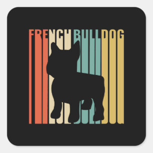 French Bulldog Retro 1970s Dog Silhouette Frenchie Square Sticker