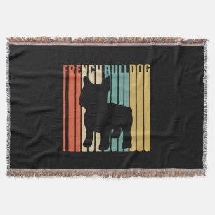 French Bulldog Retro 1970s Dog Silhouette Frenchie Throw Blanket
